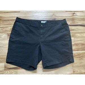 OLD NAVY WOMEN'S BLACK BERMUDA SHORTS Sz 24 Flat Front Cotton 9"‎ Inseam Summer